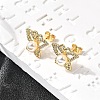 Butterfly Brass Micro Pave Clear Cubic Zirconia Stud Earrings EJEW-C154-03G-2