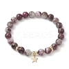8mm Round Natural Plum Blossom Tourmaline Beaded Stretch Bracelets BJEW-JB10469-01-1