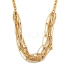 304 Stainless Steel Multi Layerd Oval Bib Necklaces for Women NJEW-A032-09G-02-1