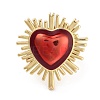 Heart Brass Enamel Open Cuff Ring for Women RJEW-C102-02G-2