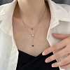 Non-Tarnish 304 Stainless Steel Round Snake Chains Double Layer Necklaces BJEW-K257-03P-5