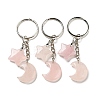 Reiki Natural Rose Quartz Moon & Star Pendant Keychains KEYC-P015-02P-04-1