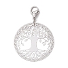 201 Stainless Steel Flat Round with Tree of Life Pendant Decorations HJEW-JM02521-4