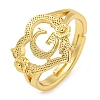 Heart with Letter & Flower Rack Plating Brass Adjustable Rings for Women RJEW-I105-05G-G-1