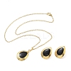 304 Stainless Steel Enamel Teardrop Stud Earrings & Pendant Necklaces Sets for Women SA-CBA46AF-21G-4