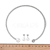 Round Plastic Imitation Pearl Stud Earrings & Cubic Zirconia Rhinestone Cuff Choker Necklaces Sets SJEW-U003-07P-5