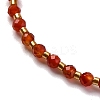 2mm Faceted Natural Carnelian Beaded Braided Adjustable Bracelets for Women PF2854-6-2