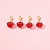 4Pcs Handmade Lampwork Strawberry Pendant Decorations HJEW-FS00041-04-8