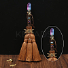 Wood Witch Broom with Synthetic Quartz Pendant Decorations AUTO-PW0001-15J-1