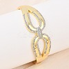 Brass Micro Pave Clear Cubic Zirconia Bangles for Women BJEW-D368-02G-3