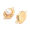 304 Stainless Steel Pave ABS Pearl Connector Charms STAS-S131-01G-2