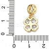 Saint Patrick's Day Brass Pave Cubic Zirconia Shamrock European Dangle Charms X-KK-P345-04G-06-3