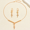 Vintage Brass Round Beaded Tassel Necklace & Earrings for Women EI2858-3