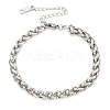 Non-Tarnish 304 Stainless Steel Wheat Chain Bracelets for Women LS-BJEW-G707-01P-1