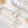 12Pcs 2 Colors 304 Stainless Steel Paperclip Chains Necklaces NJEW-WR00010-4