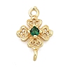 Brass Green Cubic Zirconia Clover Connector Charms LS-KK-Q048-12G-1