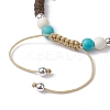 Starfish & Tortoise Synthetic Turquoise Braided Bead Bracelet BJEW-JB09967-01-4