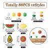 88Pcs 12 Styles Food Grade Eco-Friendly Silicone Beads SIL-TA0001-31-3