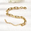 304 Stainless Steel Rectangle Ring Link Chain Bracelets for Women LS-BJEW-A152-02G-2
