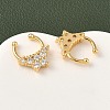 Brass Pave Clear Cubic Zirconia Circular/Horseshoe Barbell Nose Rings EJEW-D337-18B-G-3