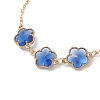 Alloy Glass Flower Beads Link Bracelets BJEW-JB13259-4