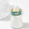 Brass Micro Pave Cubic Zirconia Enamel Cuff Rings for Women RJEW-L113-019G-01-3
