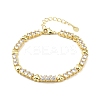 Brass Micro Pave Clear Cubic Zirconia Link Chain Bracelets for Women BJEW-P366-02B-G-1