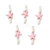 Dyed Synthetic Turquoise Sea Animal Rondelle Beaded Connector Charms PALLOY-JF04058-01-1