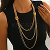 Iron Metallic layered Chain Tassel Long Necklaces with Double Clasp Decor IV6162-1-5