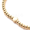Brass Round Beaded Stretch Bracelet with Flat Round for Women BJEW-JB07607-4
