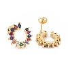 Golden Tone Brass Micro Pave Cubic Zirconia Stud Earring ZIRC-L075-29G-2