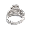 Brass Micro Pave Cubic Zirconia Boy Open Cuff Rings Set for Women RJEW-U002-12P-2