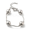 Brass Round Beaded Link  Bracelets for Women BJEW-S159-02A-P-2