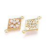 Brass Pave Clear Cubic Zirconia Links/Connector Charms KK-T077-64G-2