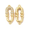 Rack Plating Brass Micro Pave Clear Cubic Zirconia Connector Charms KK-B068-29G-1