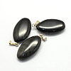 Horse Eye Dyed & Heated Natural Black Agate Pendants G-Q363-09-2