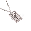 304 Stainless Steel Curb Chain Rectangle with Constellation Pendant Necklaces PW-WG0F5D0-22-1