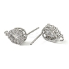 Teardrop Brass Micro Pave Clear Cubic Zirconia Stud Earring Findings LS-KK-C107-13P-2
