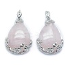 Natural Rose Quartz Pendants G-P393-B05-1