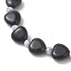 2Pcs Natural Howlite & Black Onyx Beaded Stretch Bracelets for Couple BJEW-JB13371-4