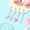 4Pcs October Breast Cancer Pink Awareness Ribbon Alloy Enamel Pendant Decoration HJEW-YW00081-01-1
