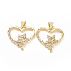 Brass Micro Pave Clear Cubic Zirconia Pendants ZIRC-F134-04G-2