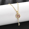 Brass Micro Pave Cubic Zirconia Heart Key Pendant Necklaces for Women NJEW-R027-03G-02-2