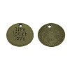 Tibetan Style Alloy Flat Round Carved Word Live Laugh Love Message Pendants LS-TIBEP-12582-AB-NR-1