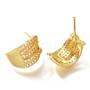 Brass Cubic Zirconia & Glass Stud Earrings EJEW-M048-02G-2
