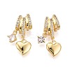 Brass Micro Pave Clear Cubic Zirconia Pendants KK-T075-88G-1