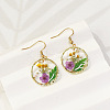 Alloy Epoxy Dried Flower Dangle Earrings FS-WGABF6D-11-2
