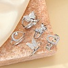 Stainless Steel Polymer Clay Rhinestone Cuff Rings/Finger Rings Sets FS-WG0D843-03-2