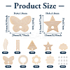 36Pcs 9 Styles Rectangle & Flower & Butterfly & Star Ash Wood Stud Earring Findings EJEW-TA0001-19-4