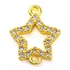 Brass Micro Pave Clear Cubic Zirconia Star Links Connector Charms KK-A230-03B-G-1
